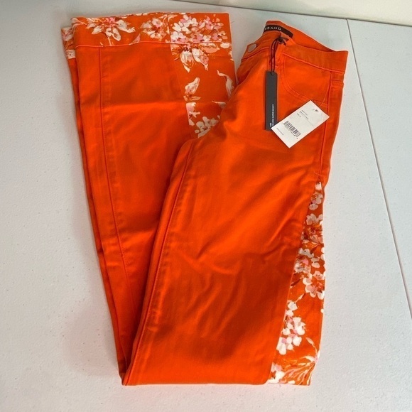 Reworked Straight Leg Orange Vintage Fabric Jeans - Picture 6 of 7